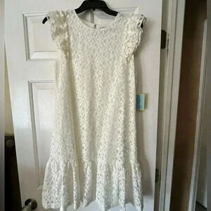 Cece New with tags white lace mini dress with ruffles, size 2